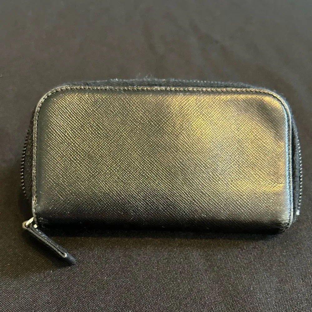 Prada Black Leather Keys & Card Wallet